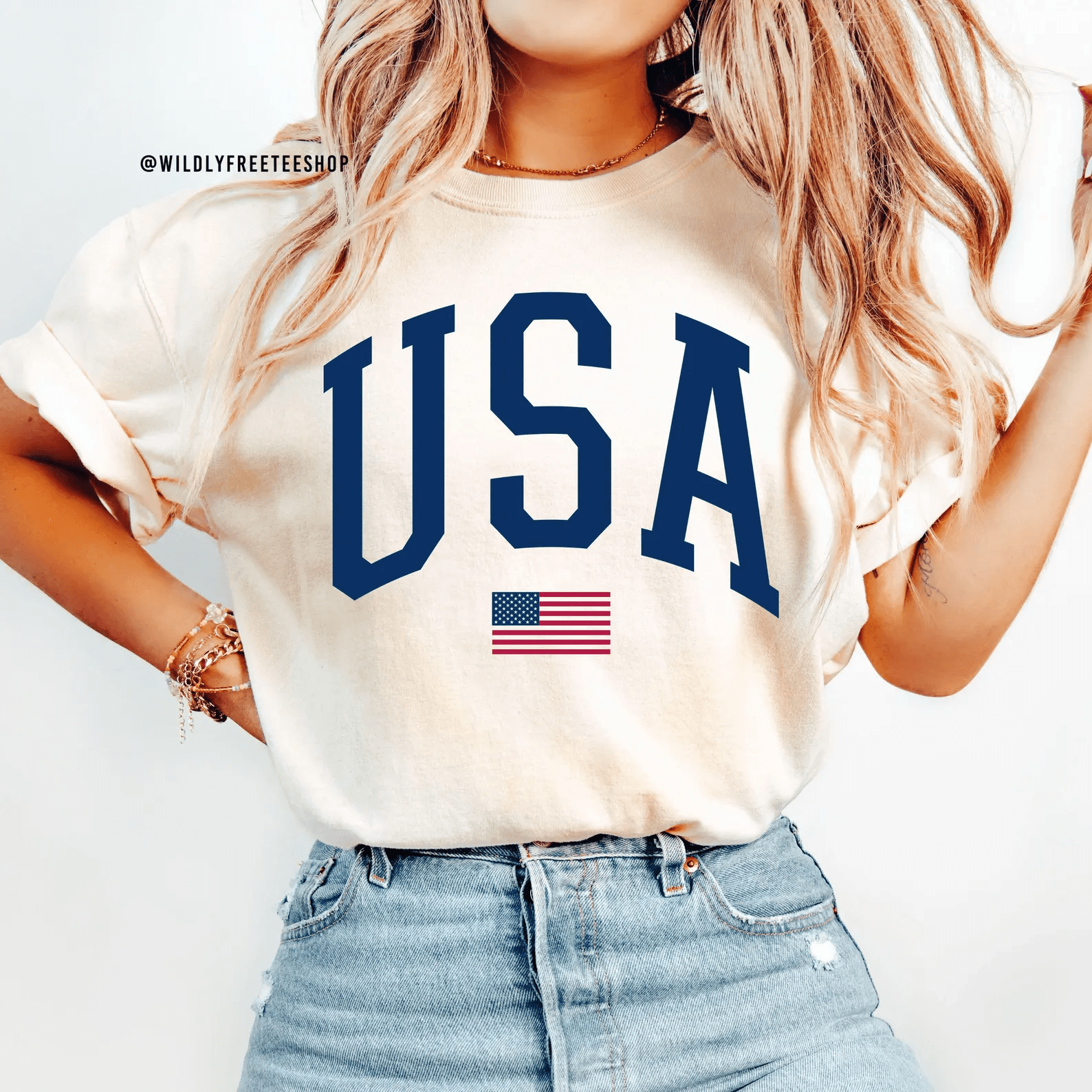 USA Flag Shirt Women Comfort Colors 4th of July Shirt Patriotic American Flag Tee