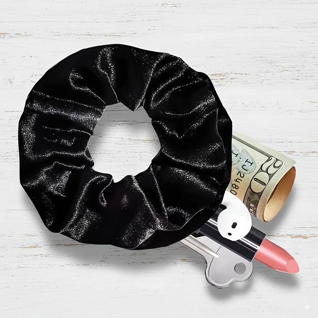 Hidden Storage Hair Scrunchie with Zipper Secret Wallet
