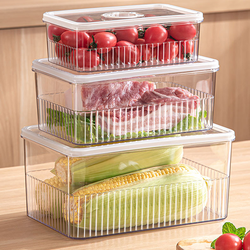 Transparent Fridge Organizer, Food Storage Containers, Fresh Vegetable Fruit Baskets, Refrigerator Storage Box, Kitchen