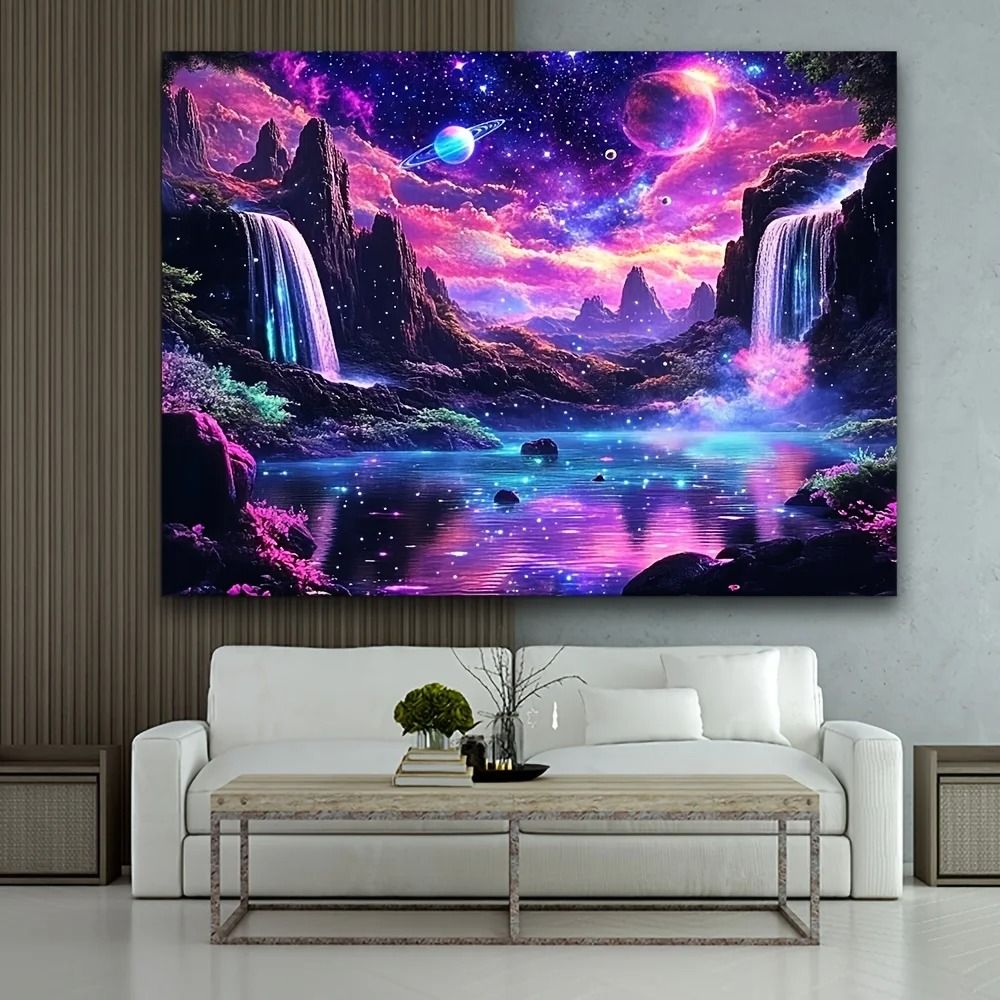 Starry Sky Tapestry Fantasy Galaxy Waterfall Wall Decor Cosmic Room Accent