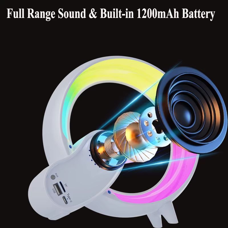 Bluetooth Speaker Digital Alarm Clock with Wireless Charger, Night Light and Mood Lighting
