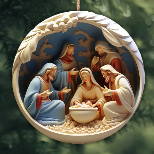 Christmas Jesus Nativity Ceramic Ornaments – Christian Christmas Decorations, Christmas Gift