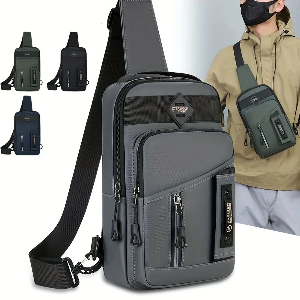 Mens Multifunction Crossbody Chest Bag Travel Sling Shoulder Bag