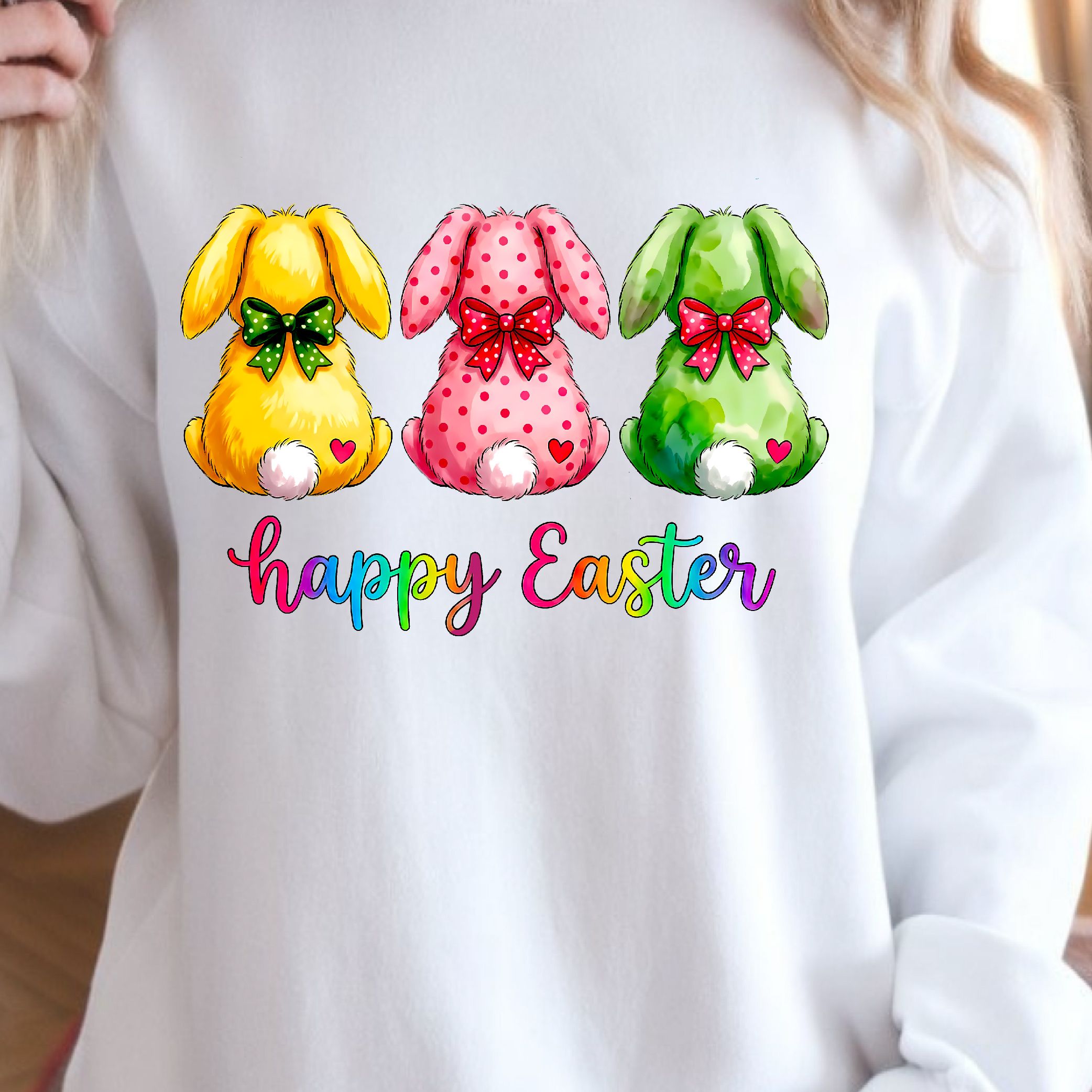 3 Rabbits Happy Easter Shirt, Easter Bunny T-Shirt, Cute Easter Tee