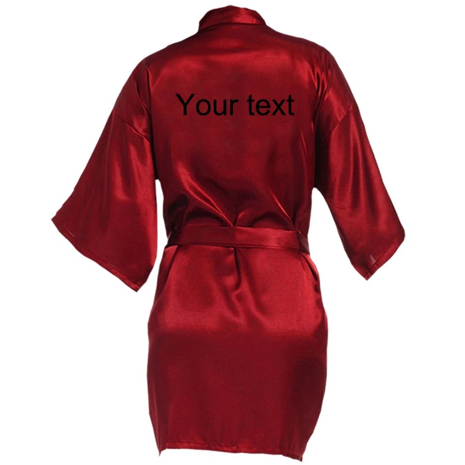 Personalized Faux Silk Bridal Robe with Custom Name & Date – Elegant Bride & Bridesmaid Getting Ready Robe