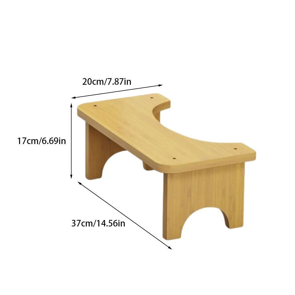 Premium Bamboo Toilet Stool, Non-Slip Squat Bench Poop Seat in Nut-Brown
