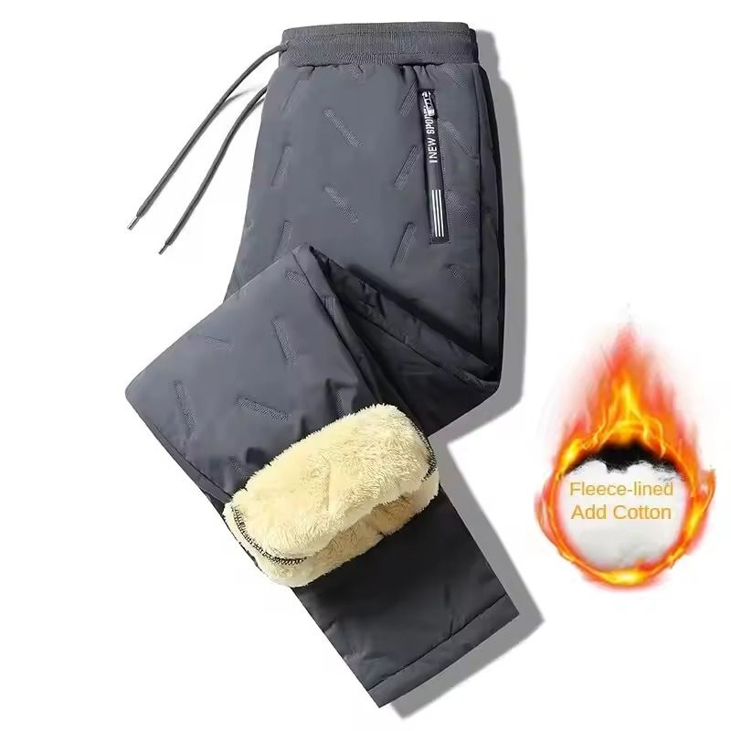 Mens Winter Fleece Sweatpants with Lambswool Lining and Windproof Thermal Design