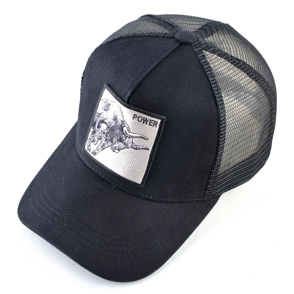 Embroidered Bull Patch Mesh Trucker Cap – Hip Hop Snapback Baseball Hat