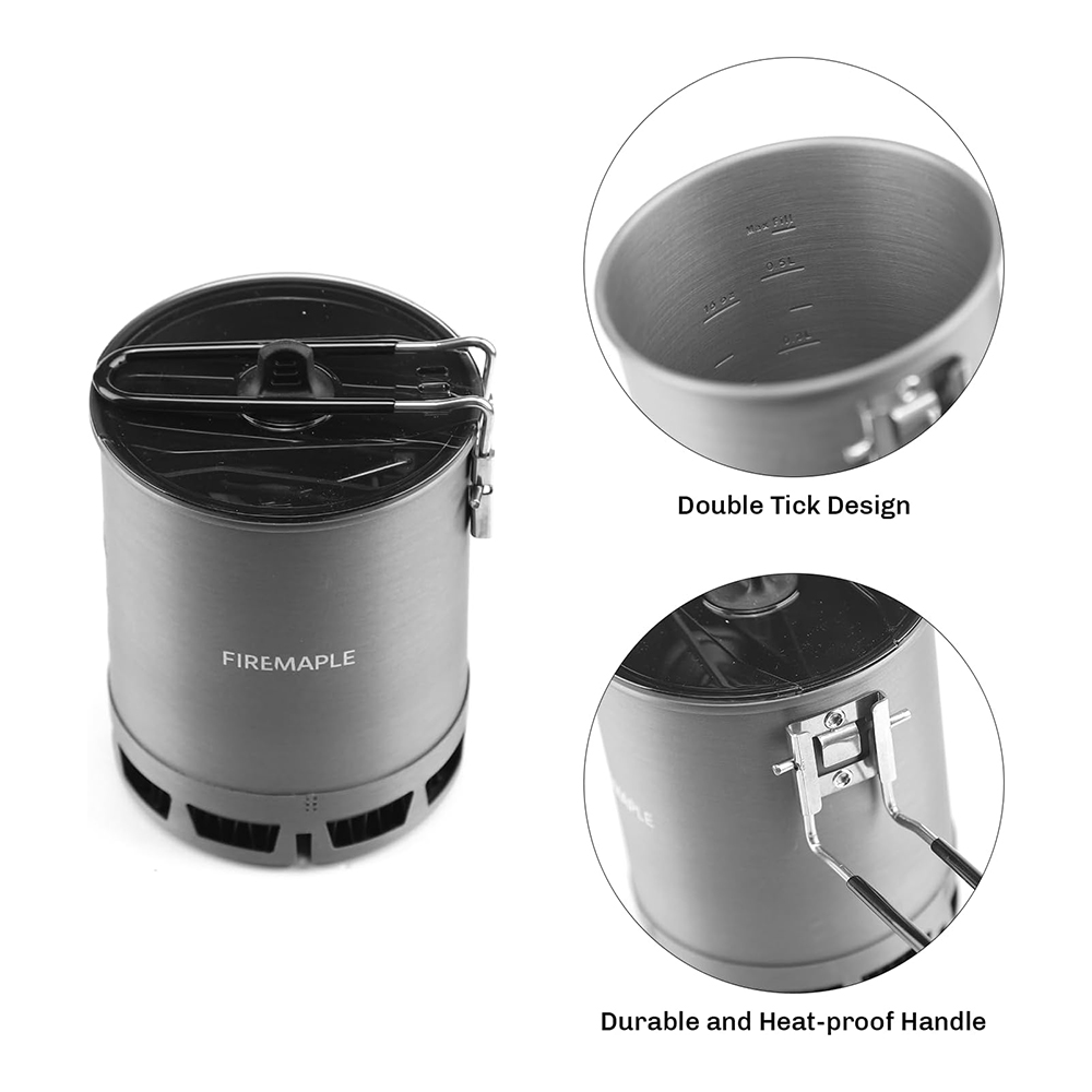 Portable Heat Exchanger Camping Pot High Efficiency Outdoor Cookware