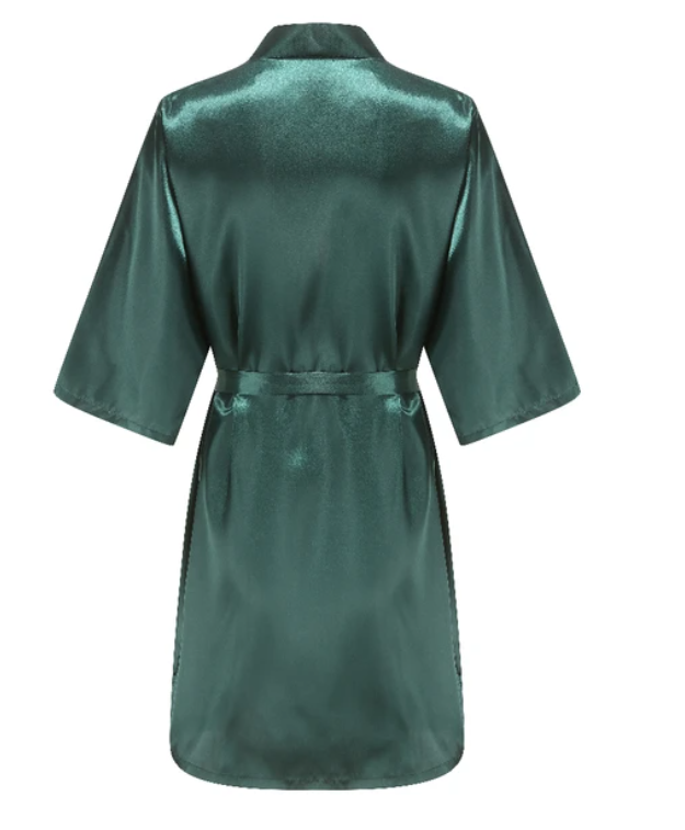 Team Bride Wedding Party Robe, Black Letters Kimono Satin Pajamas, Bridesmaid Bathrobe