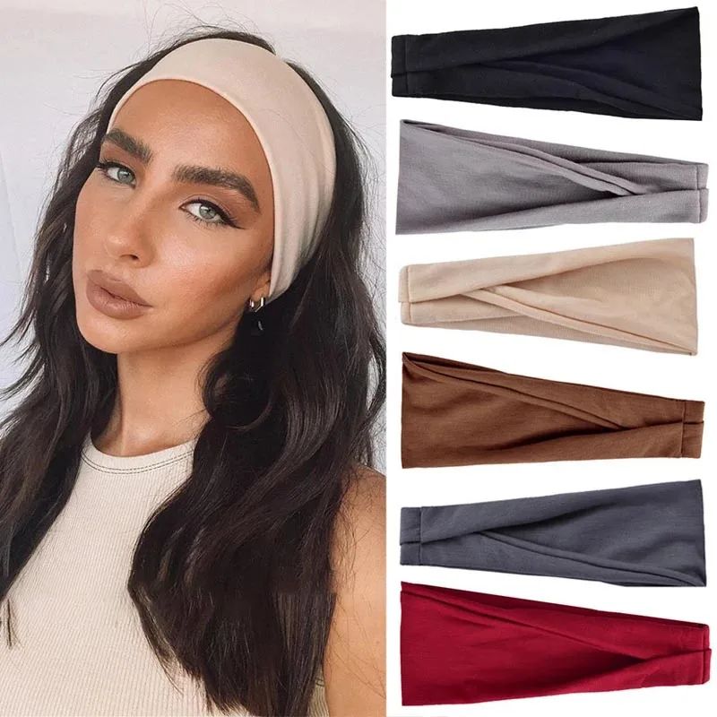 ComfortFlex Womens Elastic Headband – Soft Solid Color Yoga Headband & Stylish Turban Hair Wrap