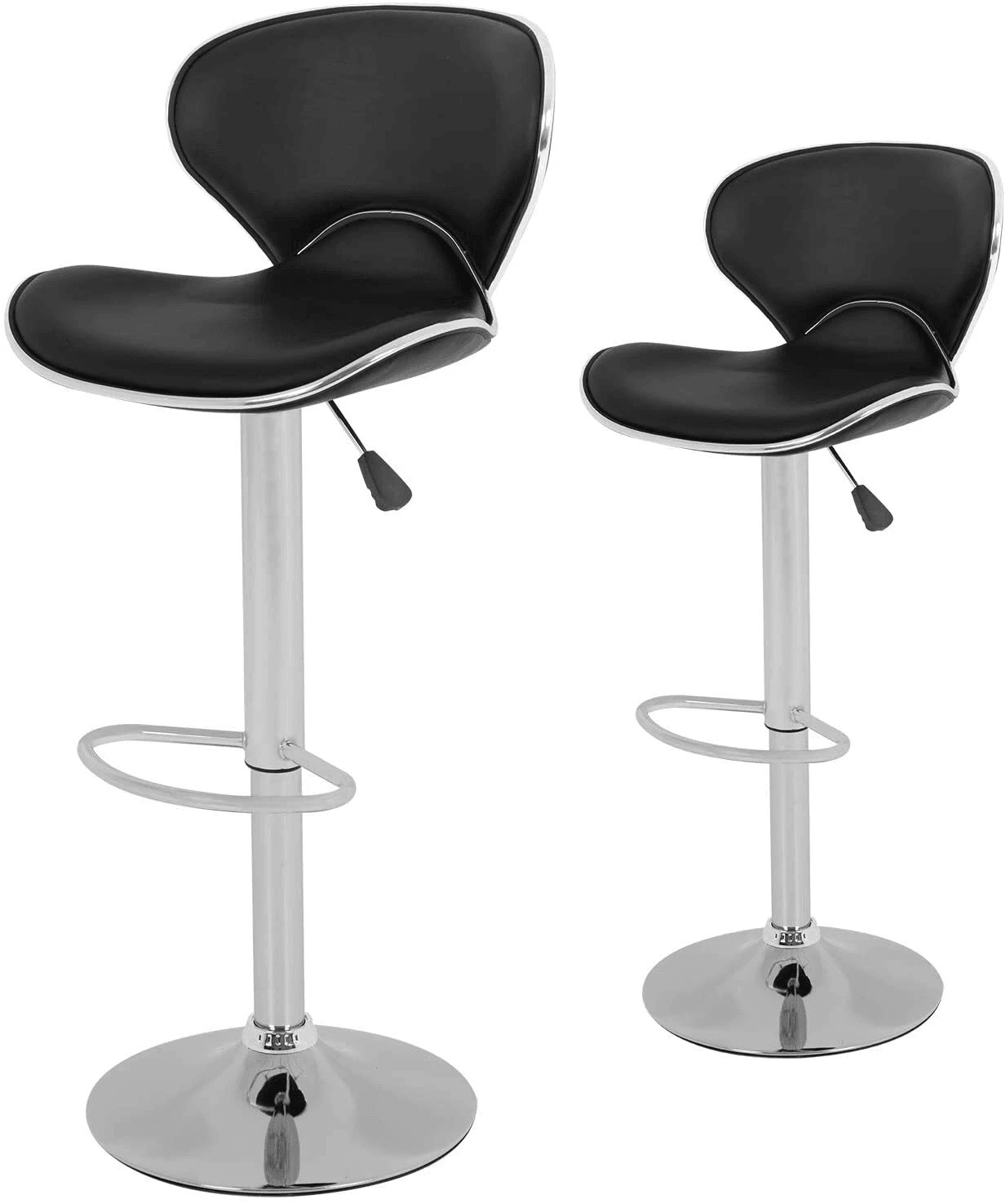 Counter Height Bar Stools Set of 2 Adjustable Barstools with Backrest Footrest, Leather Dinning Chairs for kitchen, Bar