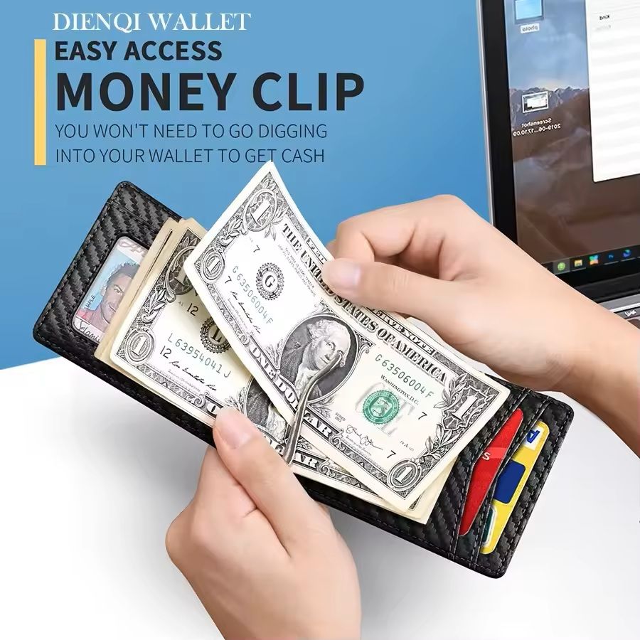 Slim RFID-Blocking Smart Wallet with Money Cli