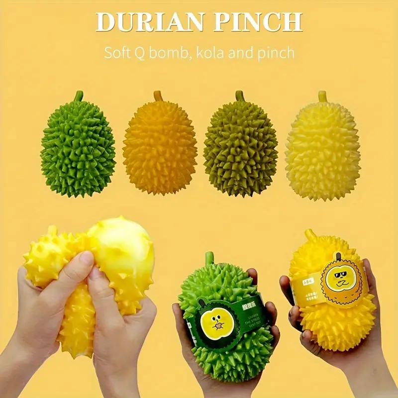 Squeeze Ball Soft Durian Squishy Stress Toys, Fruit Fidget for Adults and Kids