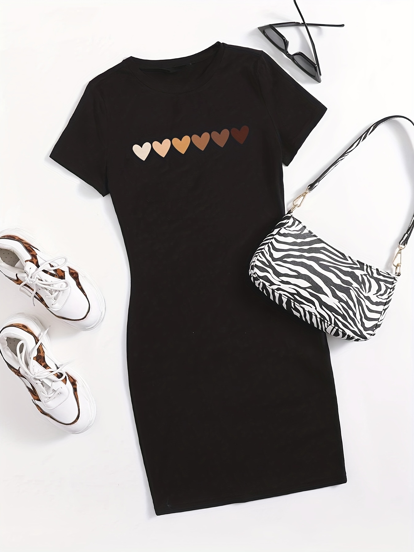 Women Short Sleeve O-Neck Loose Casual Dresses, Fashion High Quality Short Sleeve Loose Sports T-shirt, Breathable Top