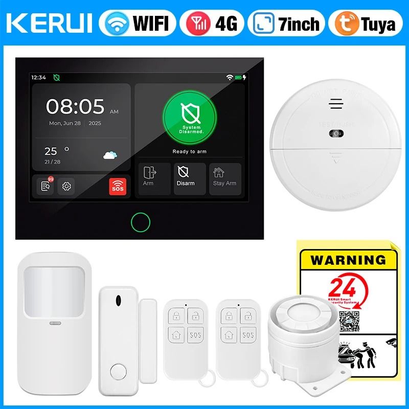 KERUI 7-Inch IPS Touchscreen 4G+WiFi Smart Home Alarm System (G70)