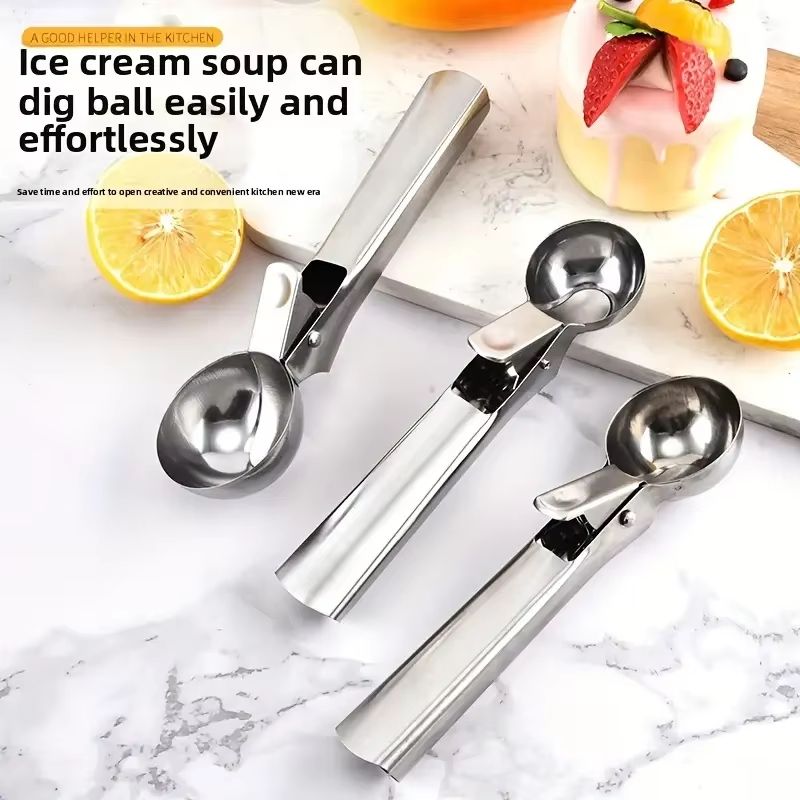 Premium Stainless Steel Ice Cream Scoop & Fruit Scoop – Multifunctional Kitchen Serving Tool