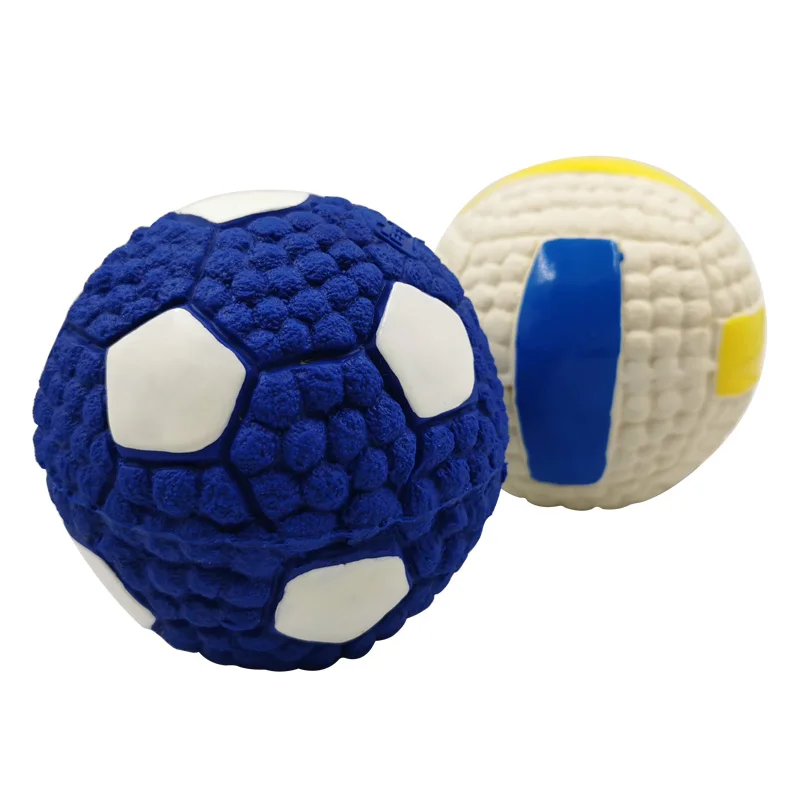 Dog Squeaky Ball Toy, Soft Latex Football Rugby Tennis Volleyball, Pet Tooth Cleaning and Training Toy