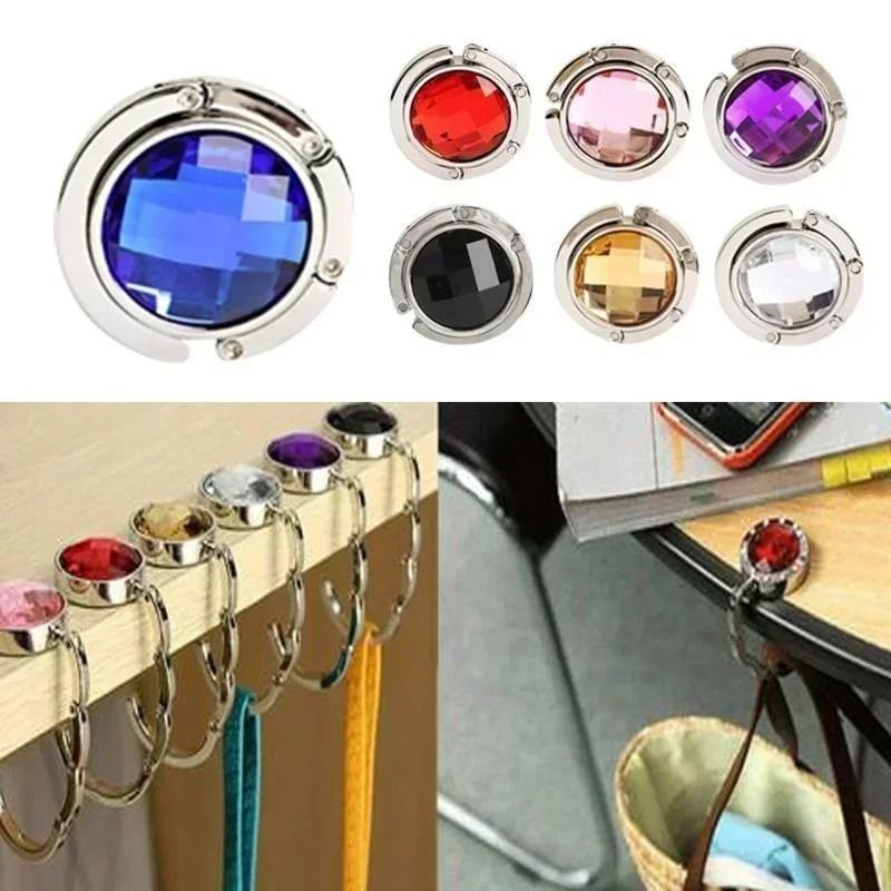 Foldable Crystal Purse Hook and Table Bag Holder