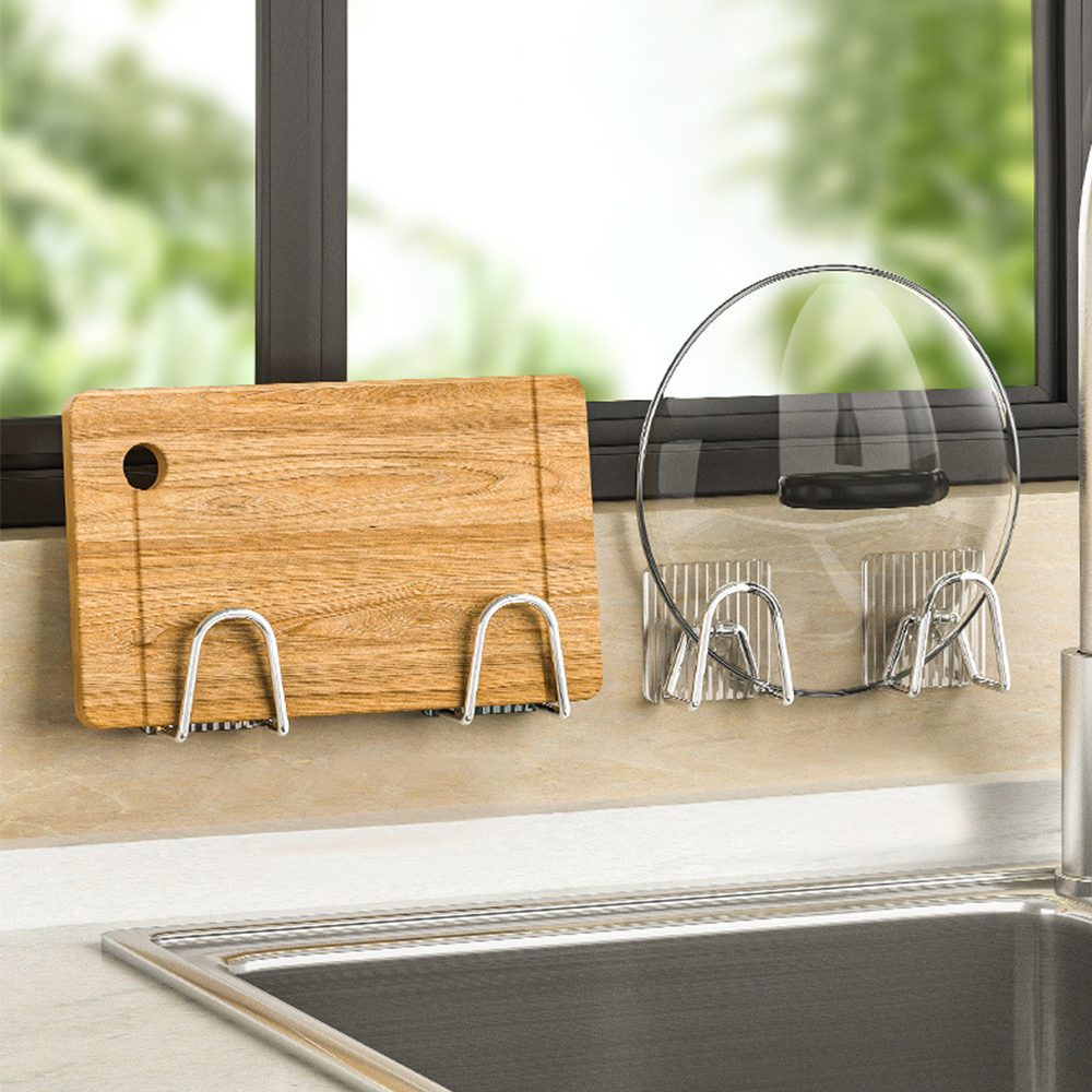 Self Adhesive Sponges Holder, Stainless Steel Sink Storage, Drain Drying Rack