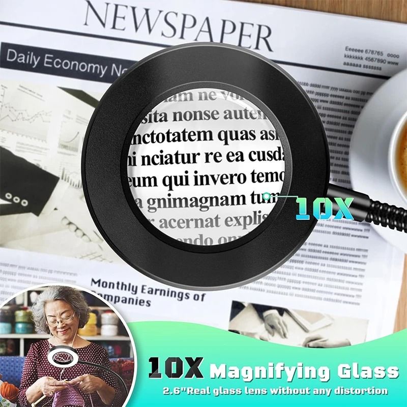 Magnifying Glass with USB Clamp and LED Light