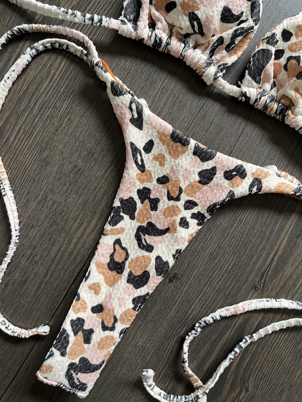 Sexy Leopard Thong Bikini Set Push Up Swimsuit Female Beachwear Bathing Suits