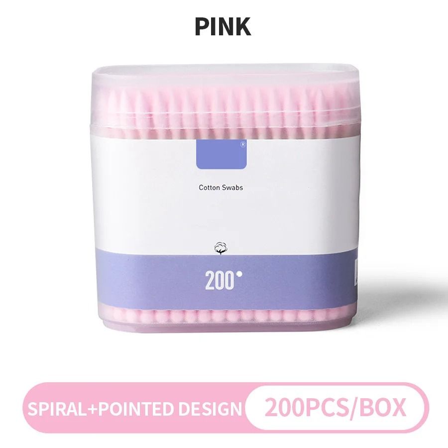 200-Count Pure Cotton Double-Ended Makeup Cotton Swabs – Precision Cleaning & Gentle Removal