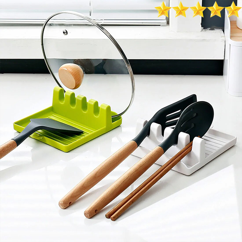 Spoon Rest & Pot Lid Rack - Space-Saving Countertop Organizer for Utensils and Chopsticks