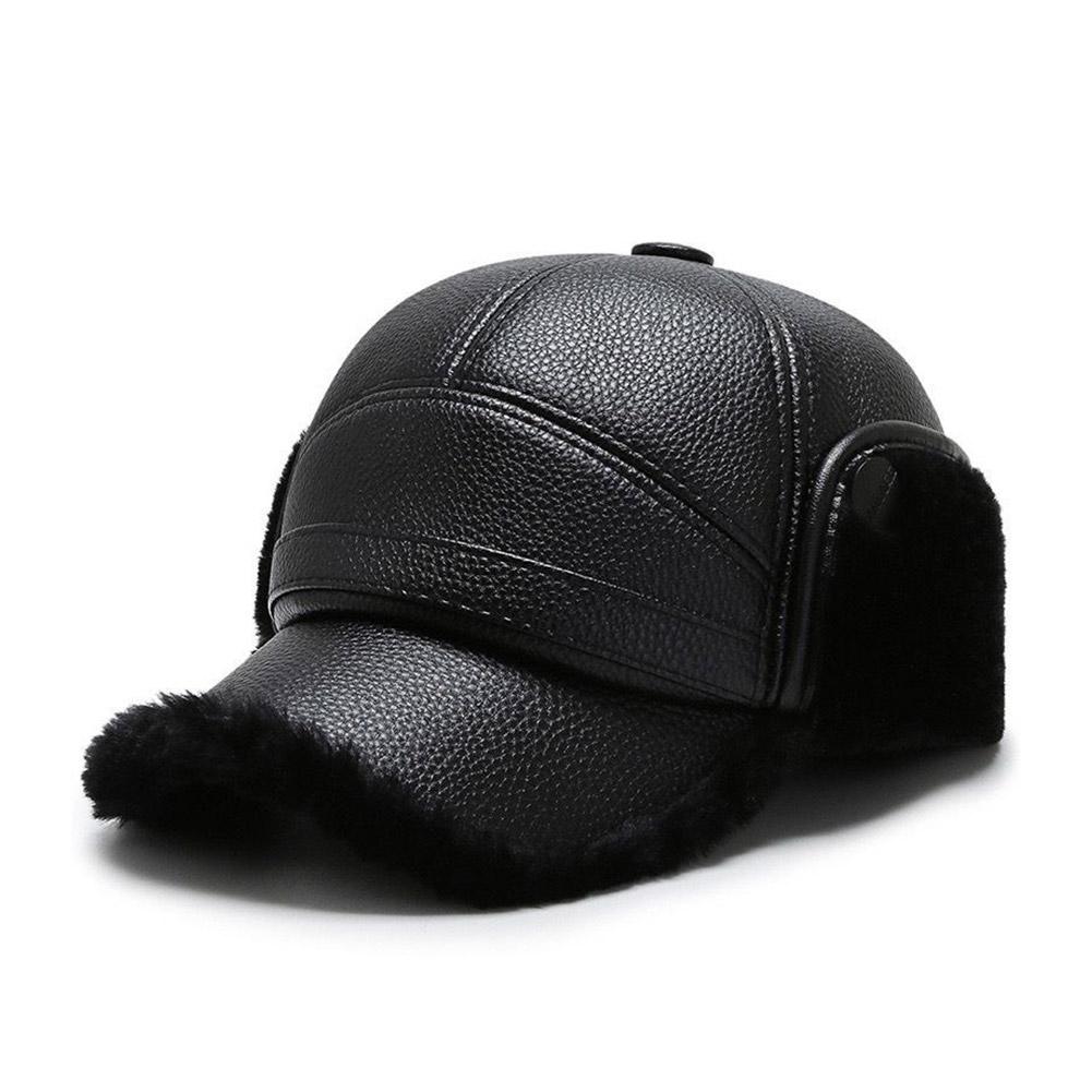 Men's Outdoor Faux Fur Bomber Hat, Winter Warm Ear Protect Cap, Gift for Dad Grandpa