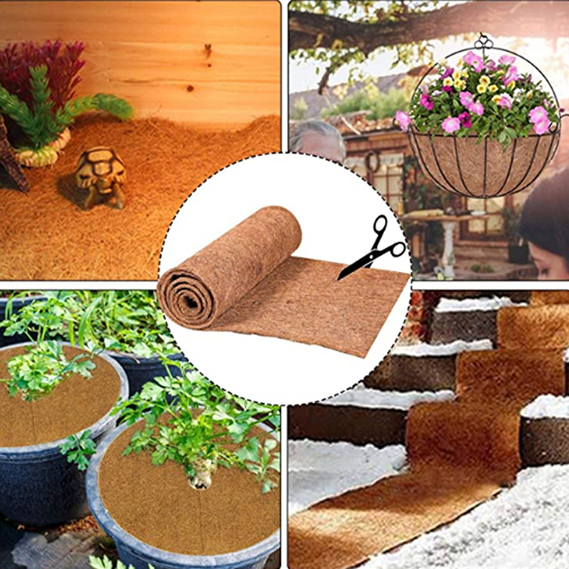 Natural Coconut Coir Liner Sheet Coco Plant Fiber Roll, Reptile Carpet Mat, Bedding Supplies & Basket/Flowerpot