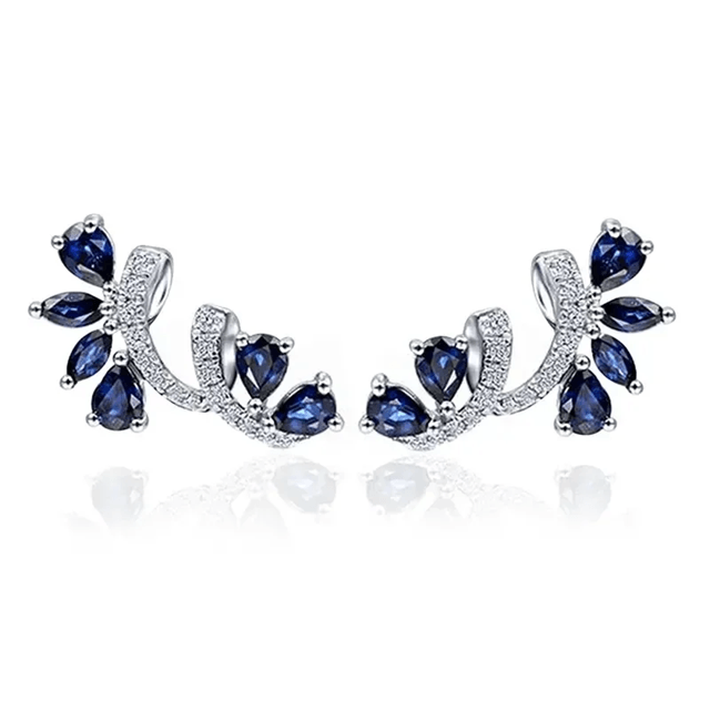 BlueBloom Zircon Flower Earrings