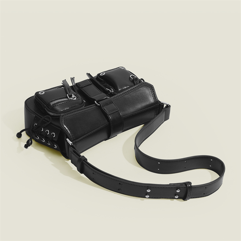 Cool Goth Punk Women's Shoulder Bags, PU Leather Handbags with Zipper, Fashion Tote Purse