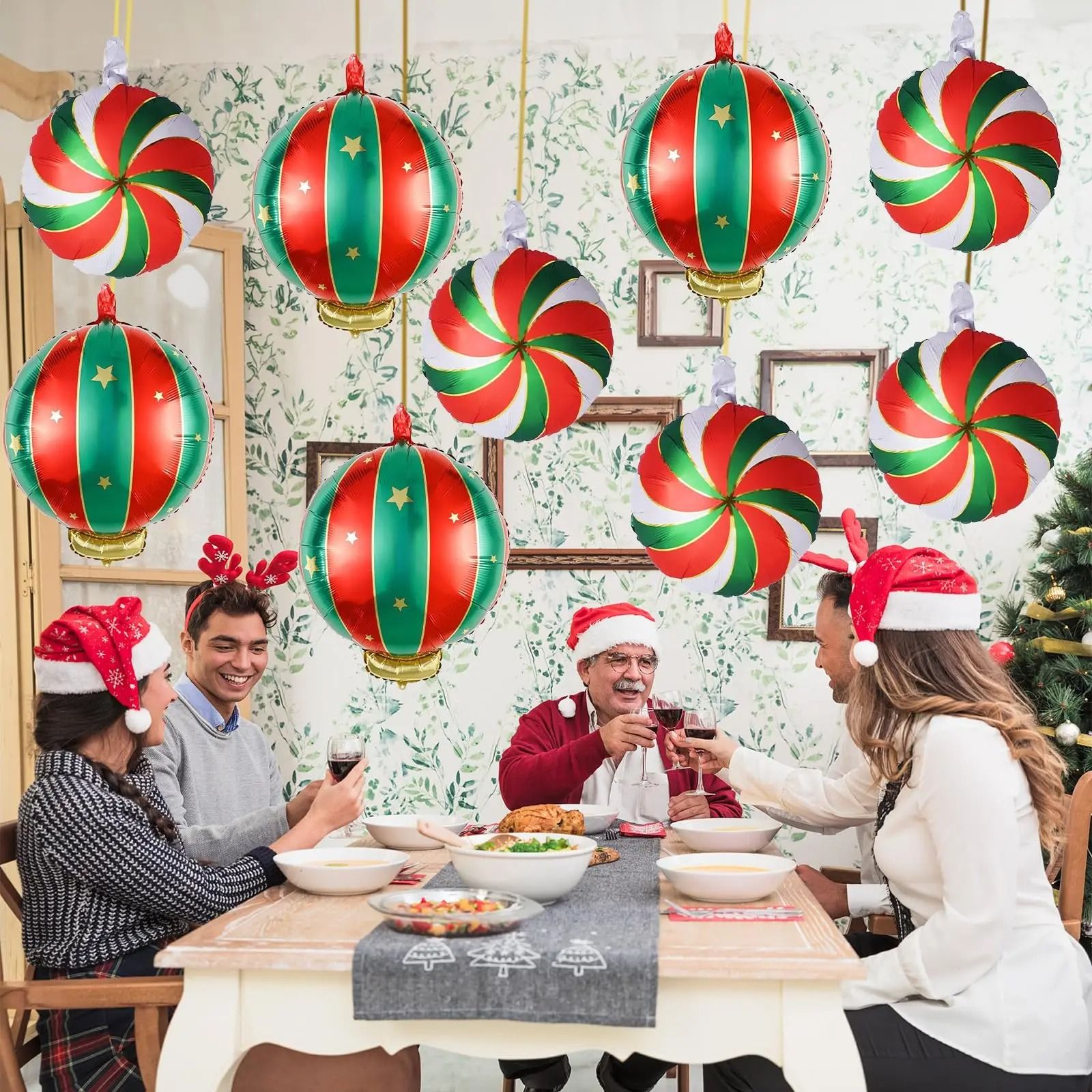 Christmas Round Candy Lollipop Foil Balloon Set (9 pcs)