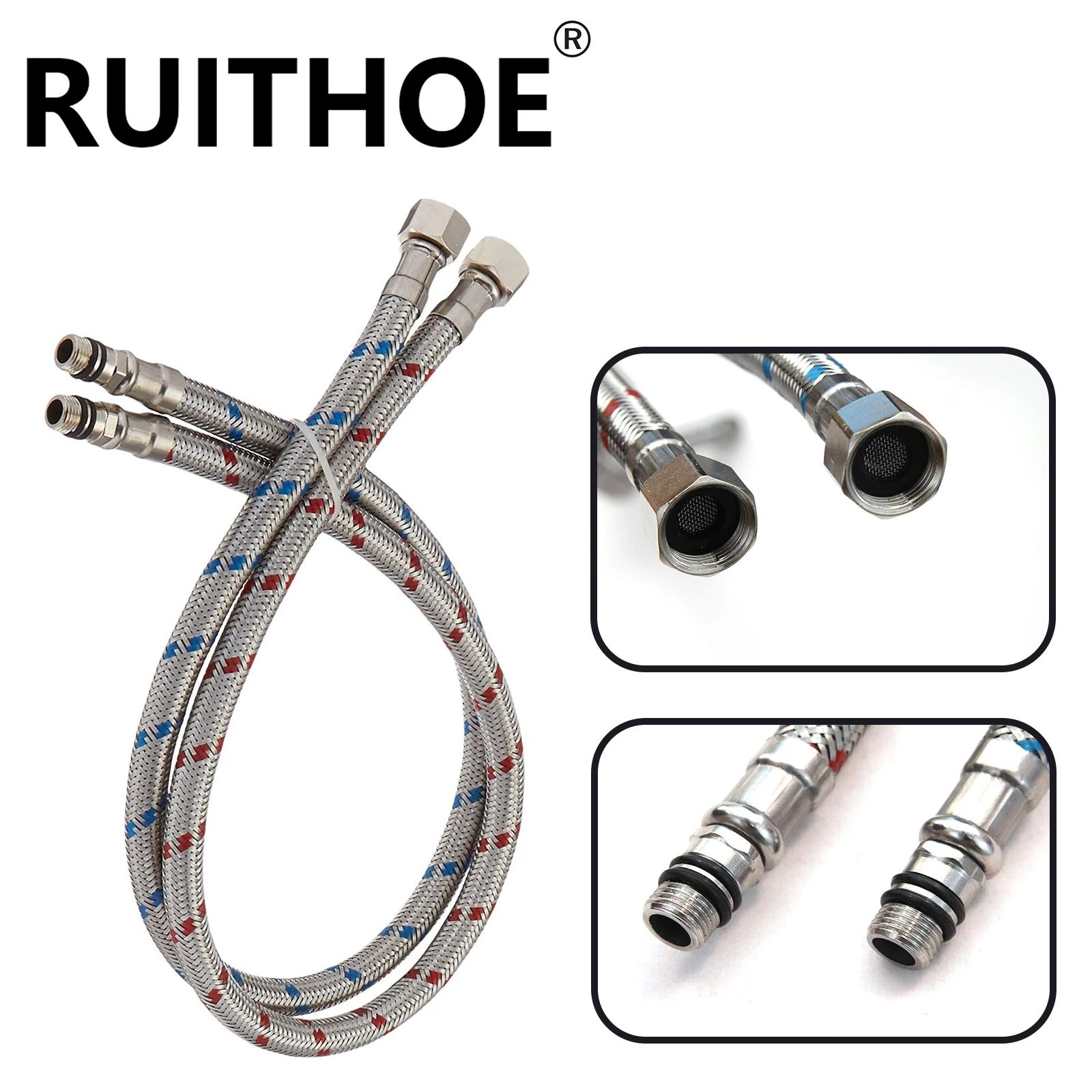 24-inch Stainless Steel Faucet Connector Supply Hose 2-Pack