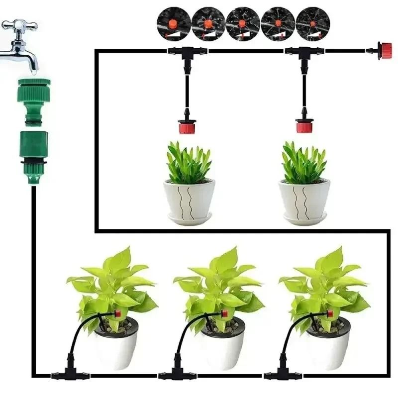 Automatic Watering Garden Hose Micro Drip Watering Kit Adjustable Nozzle System