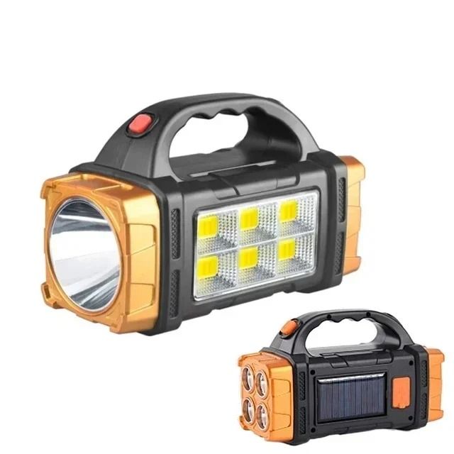 Powerful LED Flashlight with USB and Solar Rechargeable Power Bank