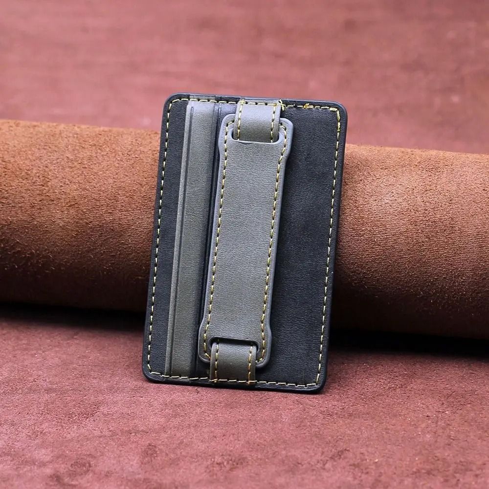 Adhesive Phone Wallet with Integrated Grip Strap