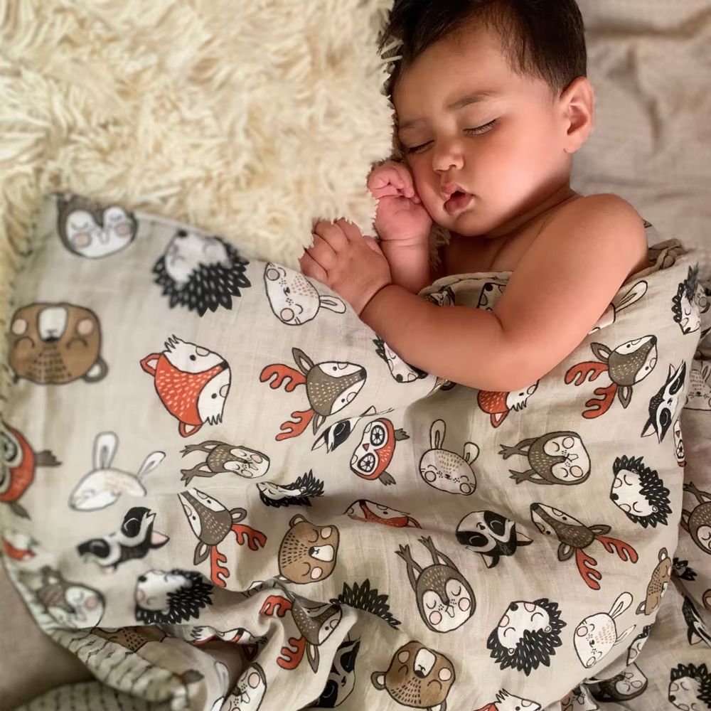 Elinfant 2 Layer Cotton Muslin Swaddle Blanket 47.24x43.31in Newborn Bath Towel Wrap