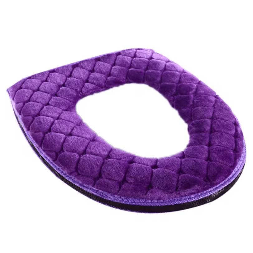Plush Winter Warm Toilet Seat Cushion – Washable O-Shaped Toilet Lid Cover (14.57 by 17.32 in)