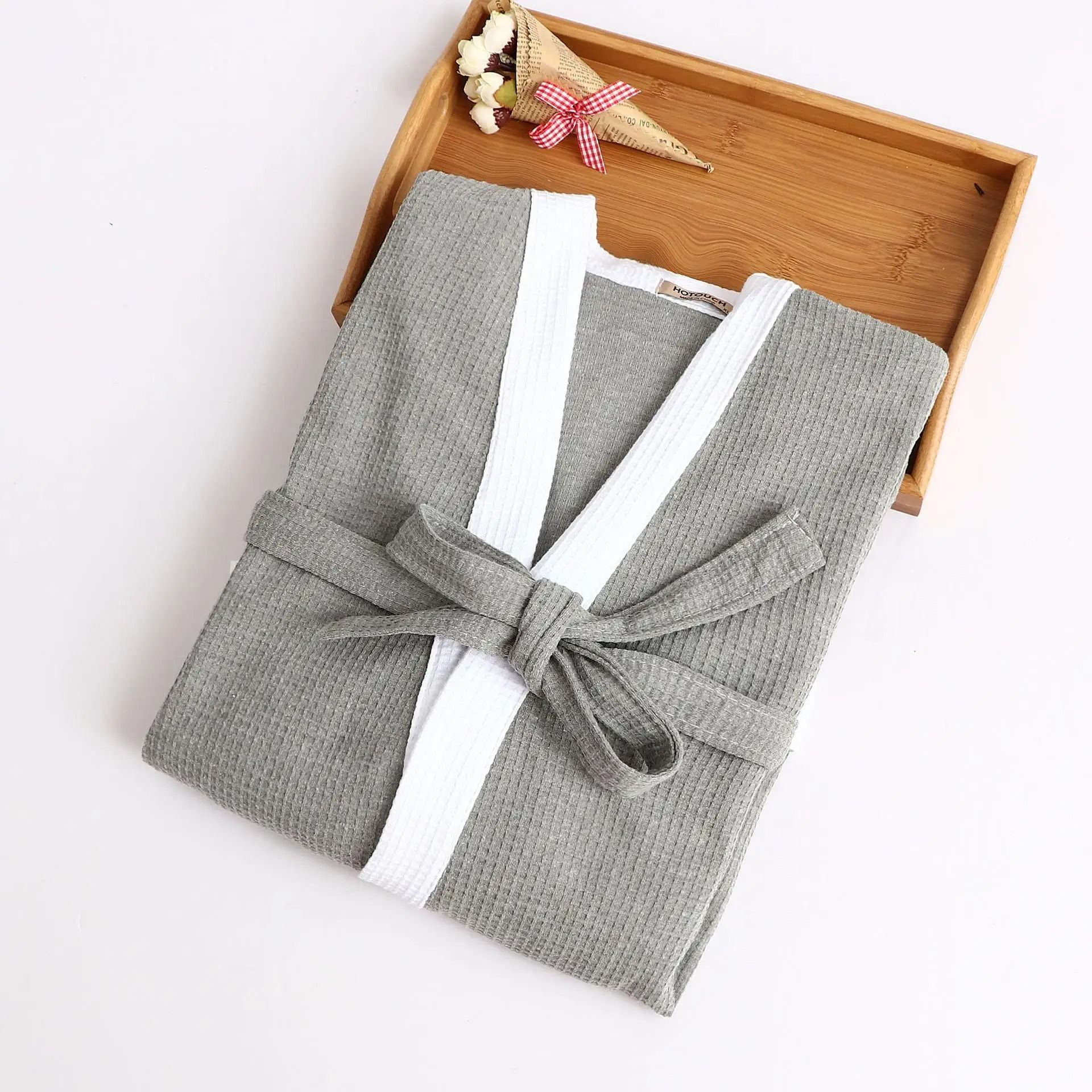 Mens & Womens Cotton Waffle Kimono Robe – Professional Couple's Sauna Yukata & Casual Home Wear