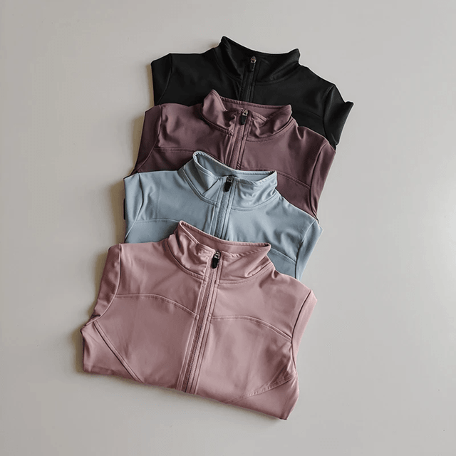 Womens Quick Dry Yoga Jacket Slim Fit Zip Up Fitness Top