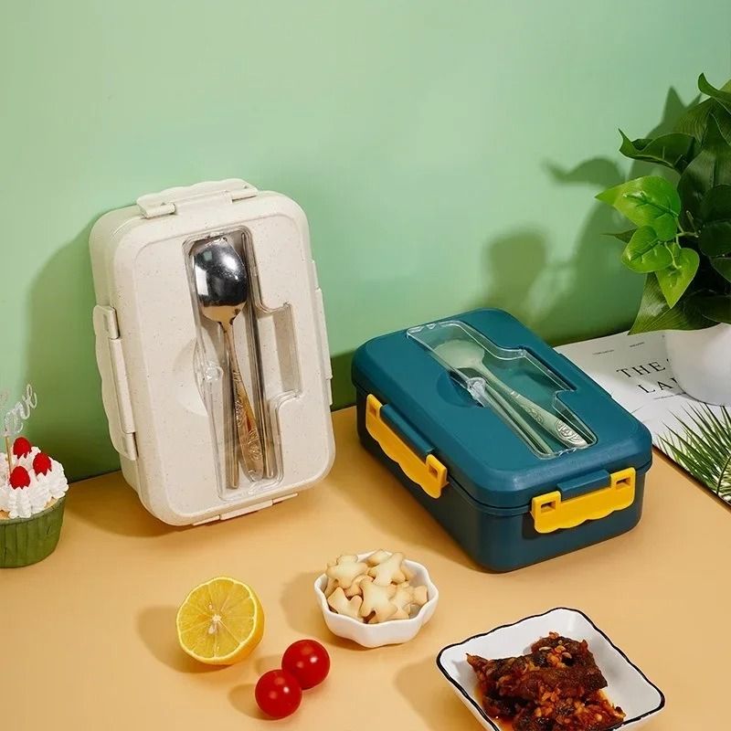 Professional 37 oz Microwavable Bento Lunch Box with Utensils