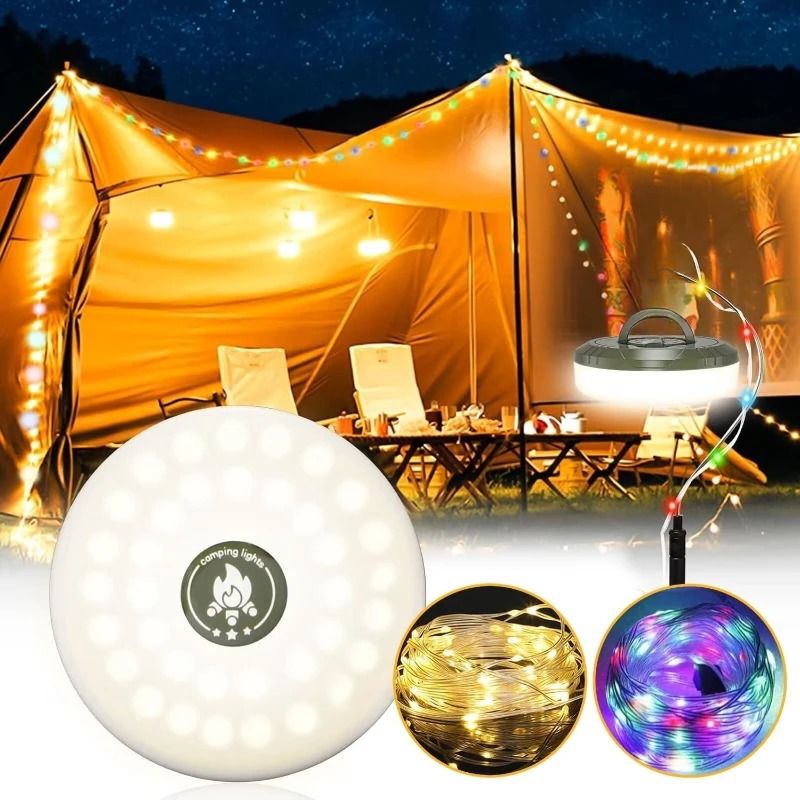 Rechargeable LED String Lights for Camping and Outdoor Decor