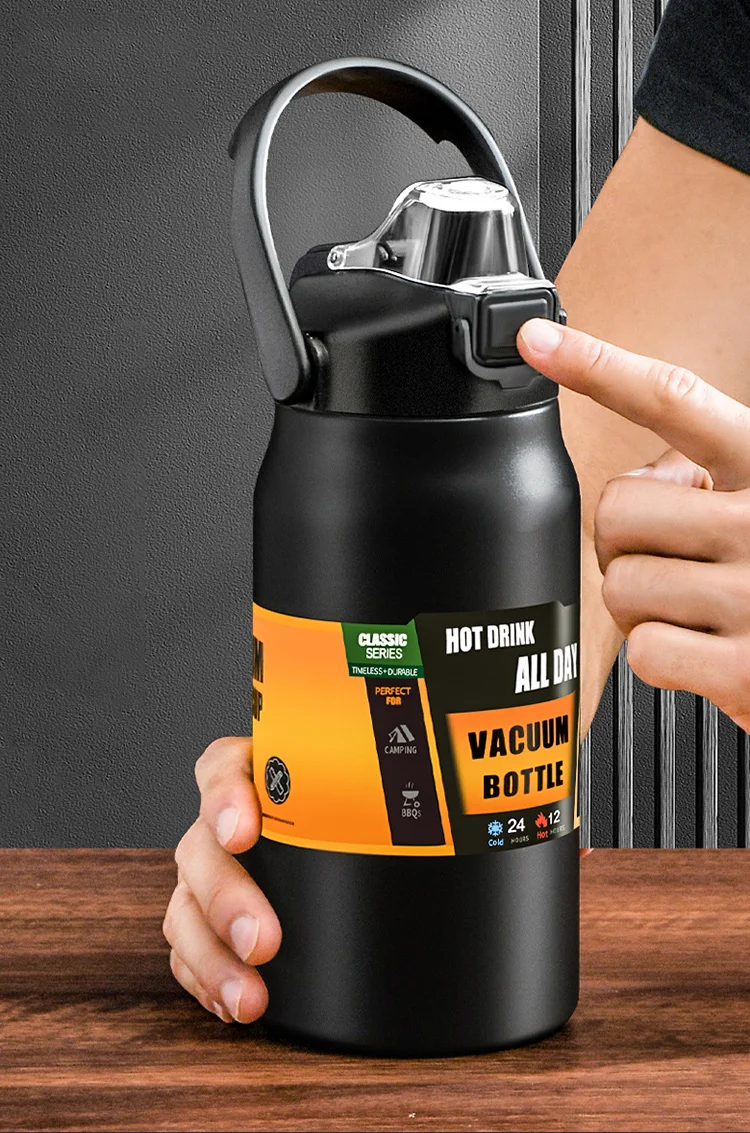 Outdoor Stainless Steel Thermos Tumbler with Straw Vacuum Insulated Hot & Cold Sports Water Bottle