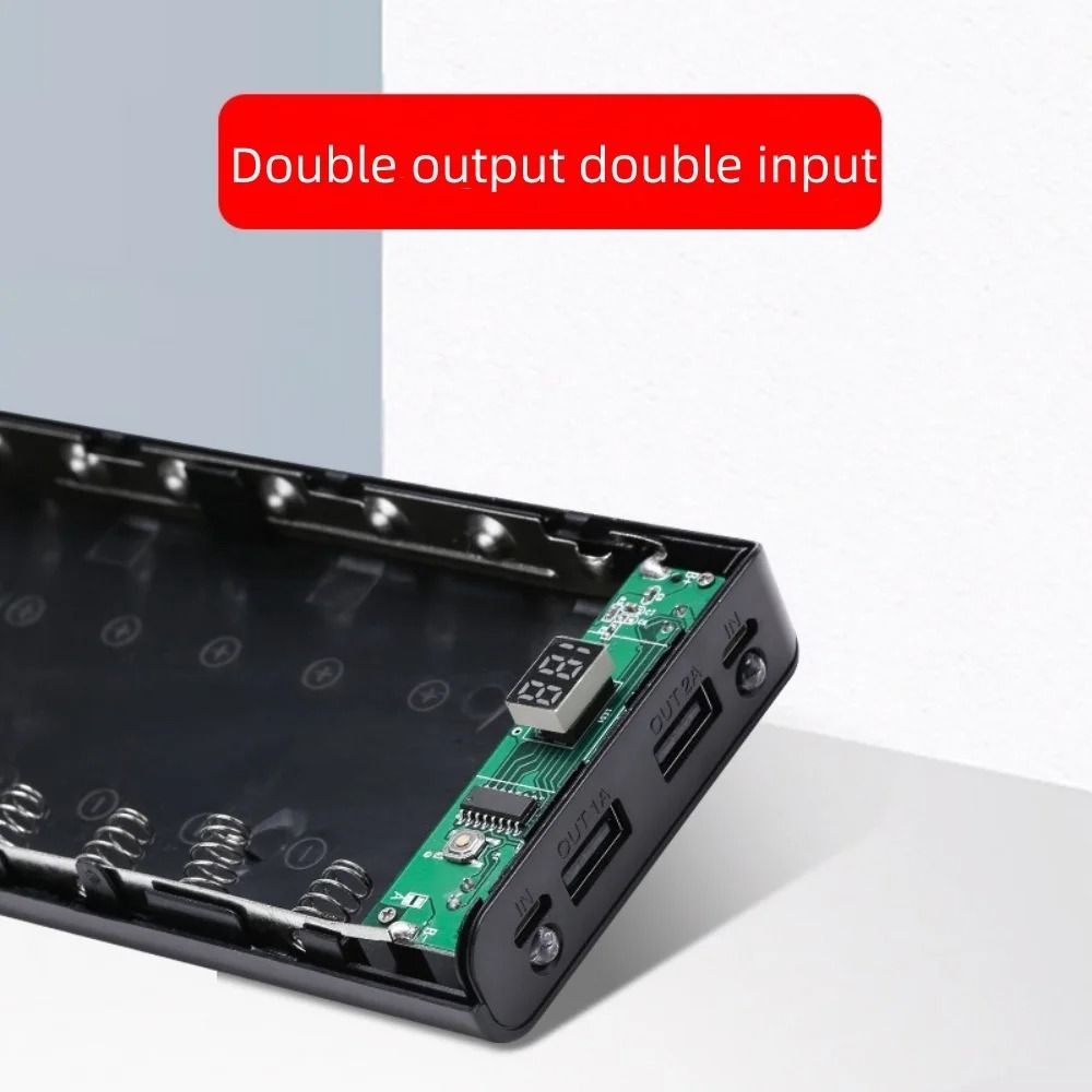 8-Bay Detachable 18650 DIY Power Bank Shell with Dual USB High-Fidelity Charging Hub