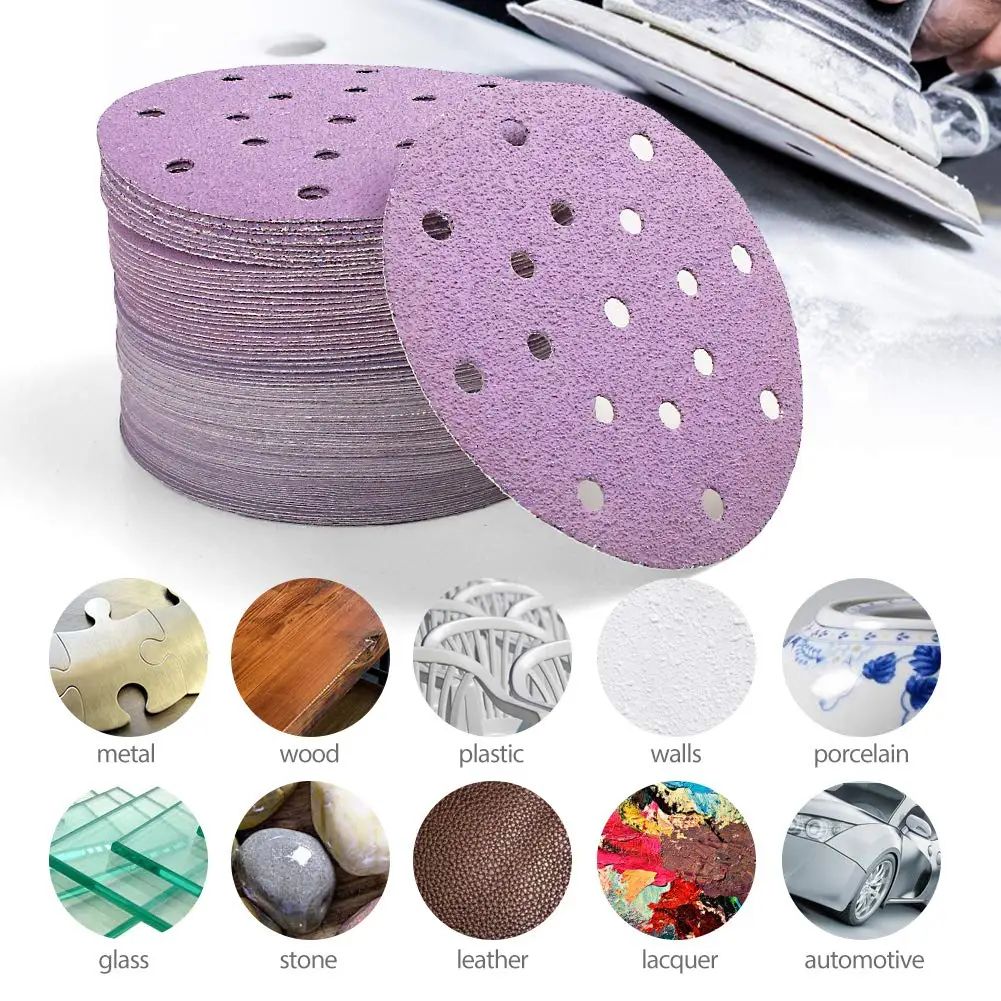Festool-Compatible 150mm 17-Hole Hook and Loop Wet Dry Sanding Discs (60–2000 Grit)