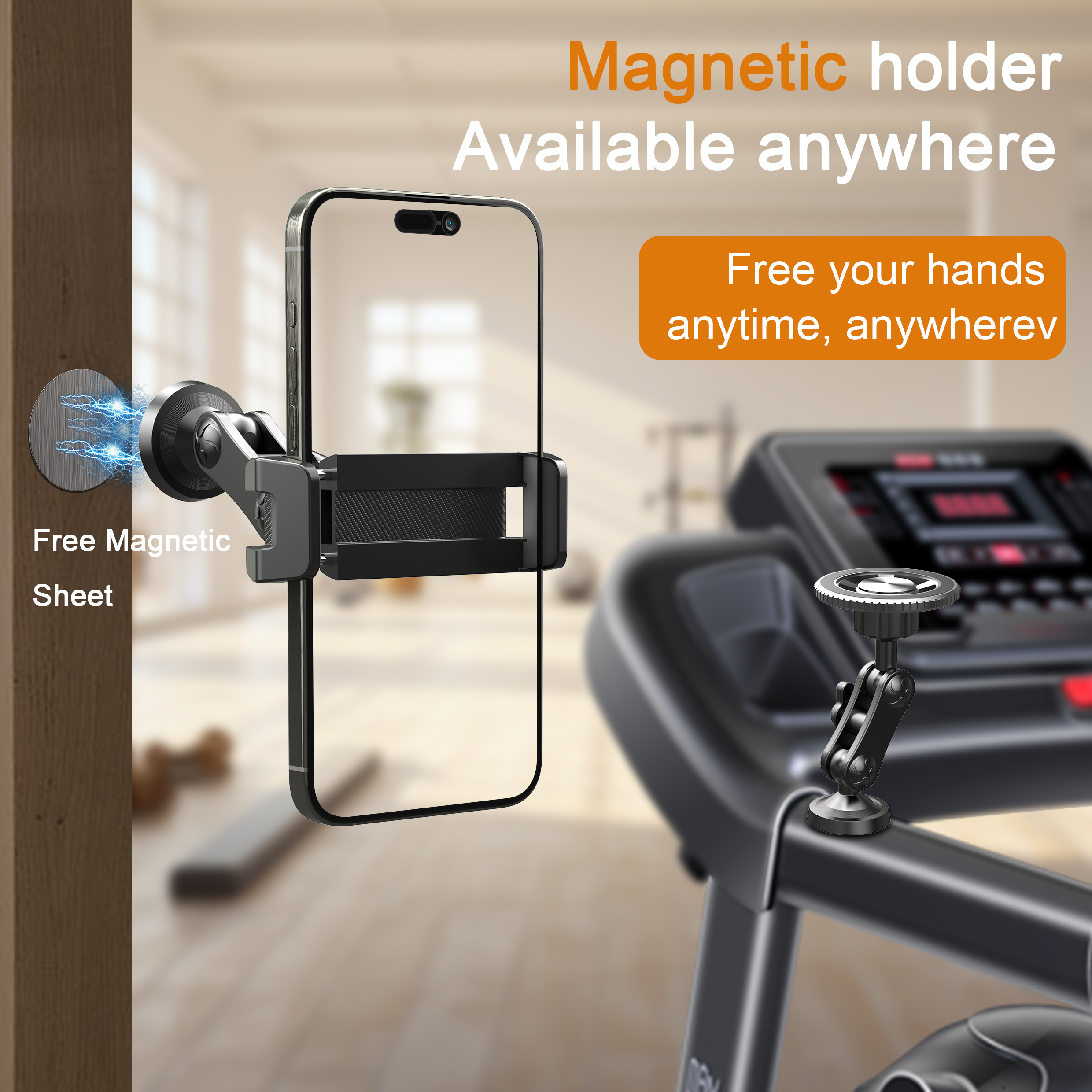 Adjustable Dual Ballhead Magic Arm Phone Mount, Magnetic Base for Any Ferrous Metal Surface