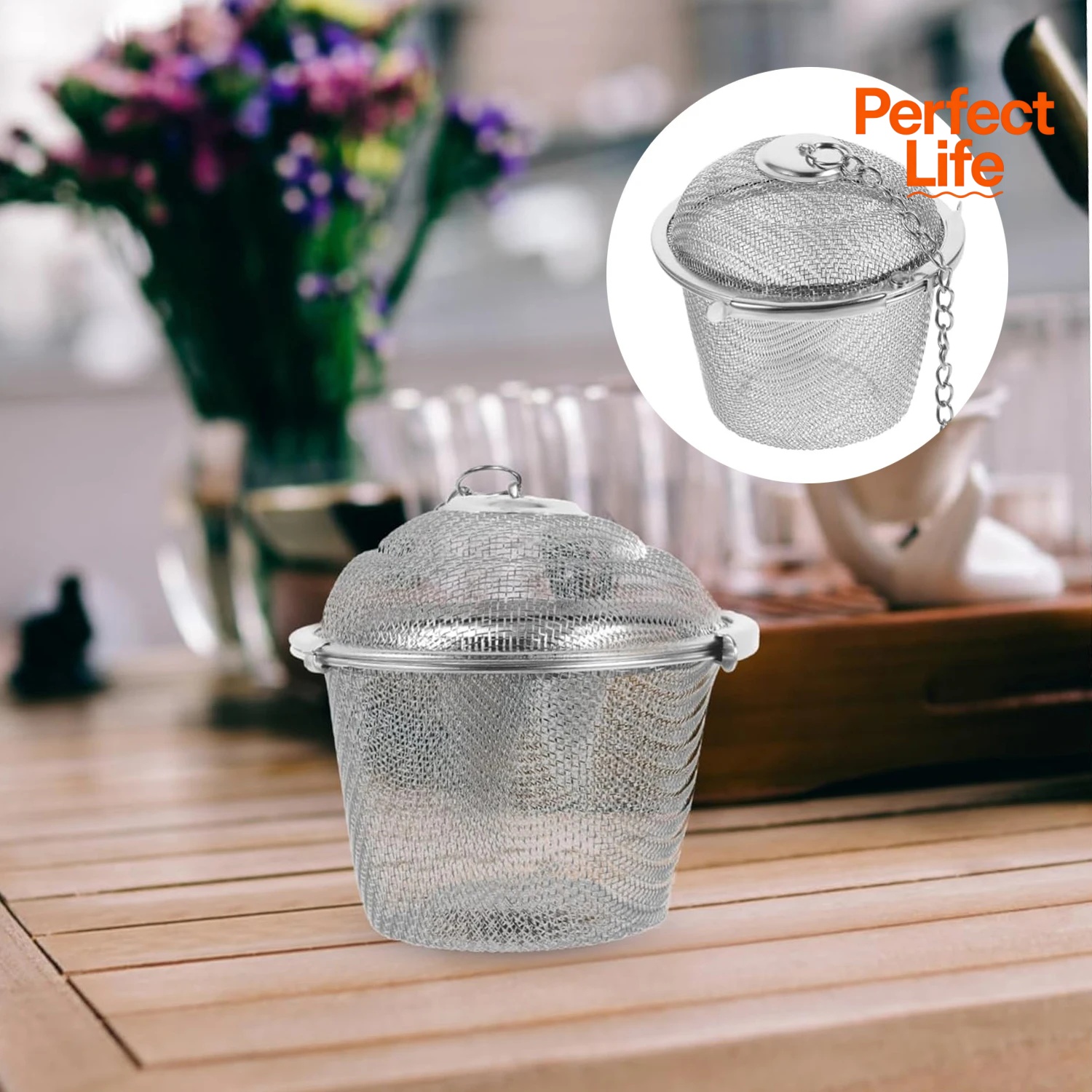 Stainless Steel Tea Filter Herbal Ball Mesh Strainer Seasoning Ball Locking Reusable for Teakettle