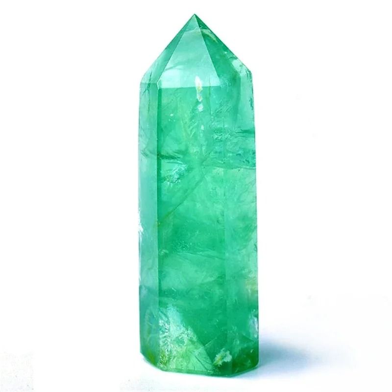 Natural Fluorite Crystal Wand Healing Tower Green Obelisk Decor