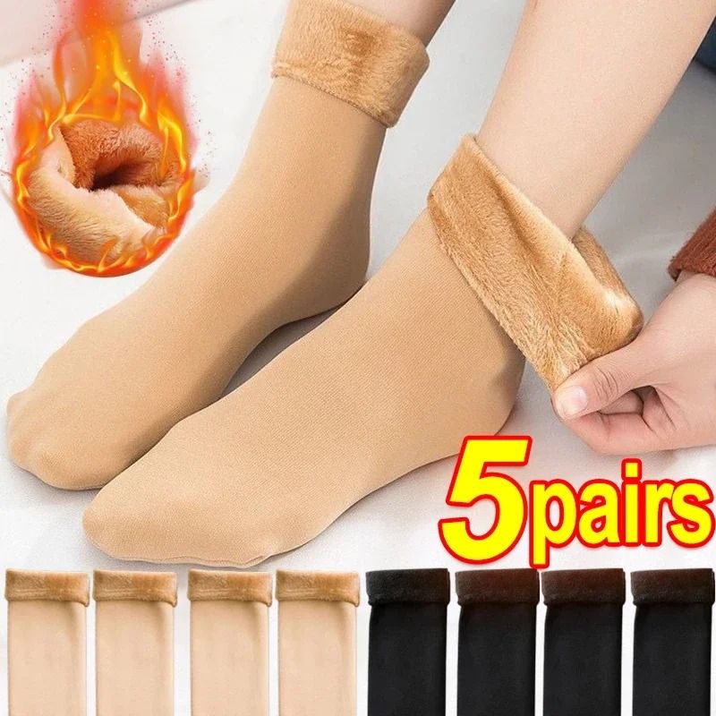 Women Winter Thick Warm Short Socks Thermal Cashmere Wool Blend Snow Velvet Boot Socks